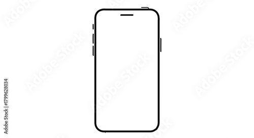 Outline drawing of a modern smartphone with a blank screen