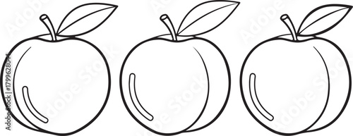 Simple Plum Fruit Outline Vector Set – Minimalist Plum Line Art Icons, Fresh Organic Fruit Illustration, Black and White Plum Drawing for Logo Design, Healthy Food Continuous Line Vector