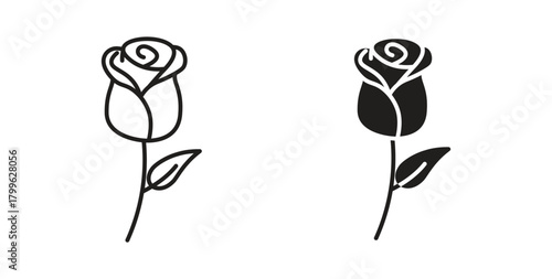 Rose icon Isolated flat vector in outline collection on white background