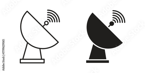 Satellite dish icon Isolated flat vector in outline collection on white background