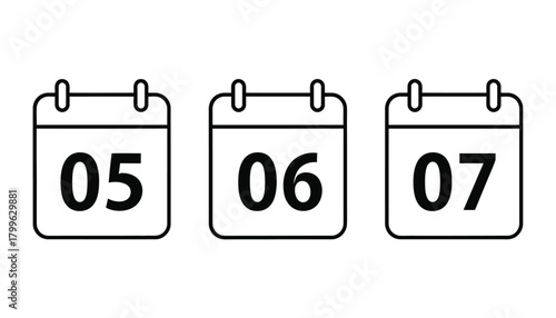 Plan your schedule with calendar dates 5th, 6th, and 7th for reminders
