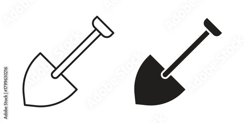 Shovel icon Isolated flat vector in outline collection on white background