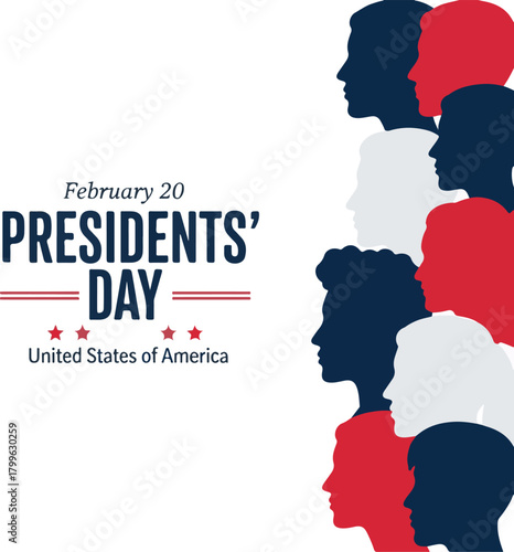 Presidents' day graphic with patriotic flag elements and stars