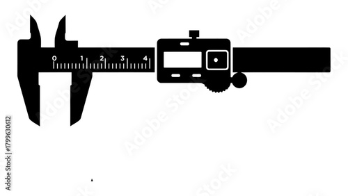 Digital caliper for accurate distance and thickness measurement, isolated on white background
