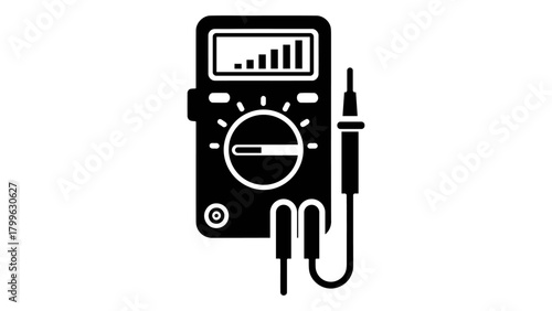 Digital multimeter illustration isolated on white background