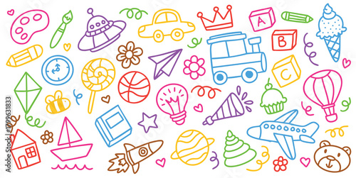 Hand drawn kids doodle element vector illustration
