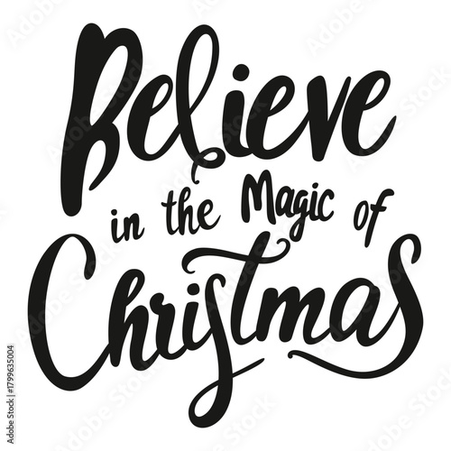 phrase Believe in the Magic of Christmas, lettering