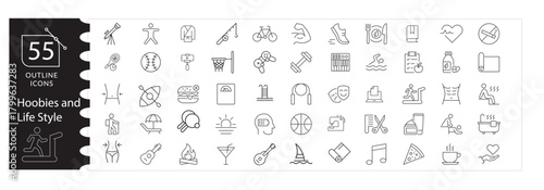 Healthy Lifestyle, Hobby Icons, Fitness, Sports d  Creative Activity Vector Set., Women’s Lifestyle Illustration Pack, Daily Activity Collection, Sports,Recreation Vector Bundle,Football, Tennis.