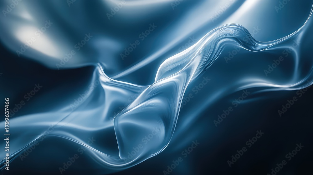 Obraz premium Blue smooth flowing liquid silk abstract wave background
