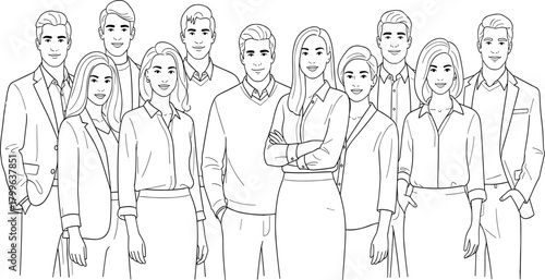 Professional team of successful business people and diverse office workers standing together, portrait of group, confident men and women collaboration, corporate leadership success.