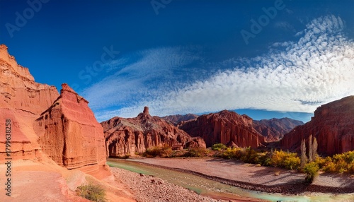 Argentina La Yesera At The Quebrada De Las Conchas At Cafayate In Salta Argentina Situated In A Canyon With Beautiful Rock Formations Sand Stone Geological Layers Of Stone And Stunning Views