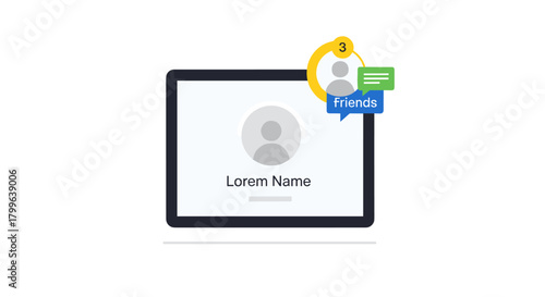 A sleek tablet displays a user profile with multiple social media notifications, symbolizing modern online communication and digital connectivity.