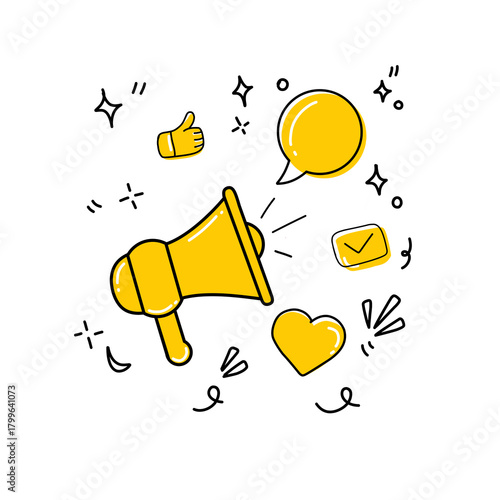 megaphone design, content promotion, creative