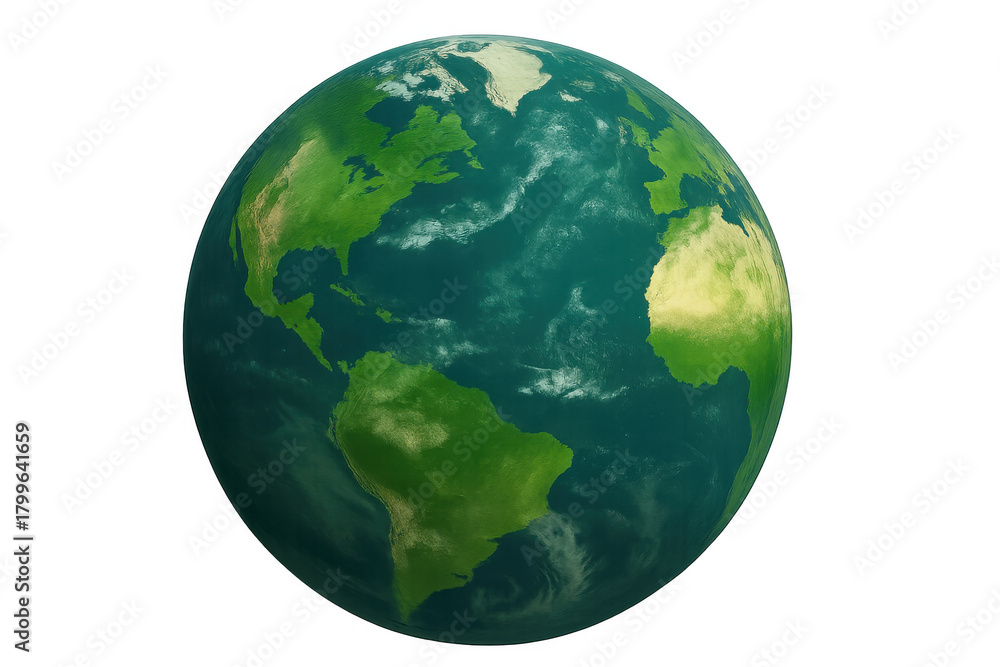 Fototapeta premium Planet earth showing continents and oceans with global connections and environmental concern, transparent background