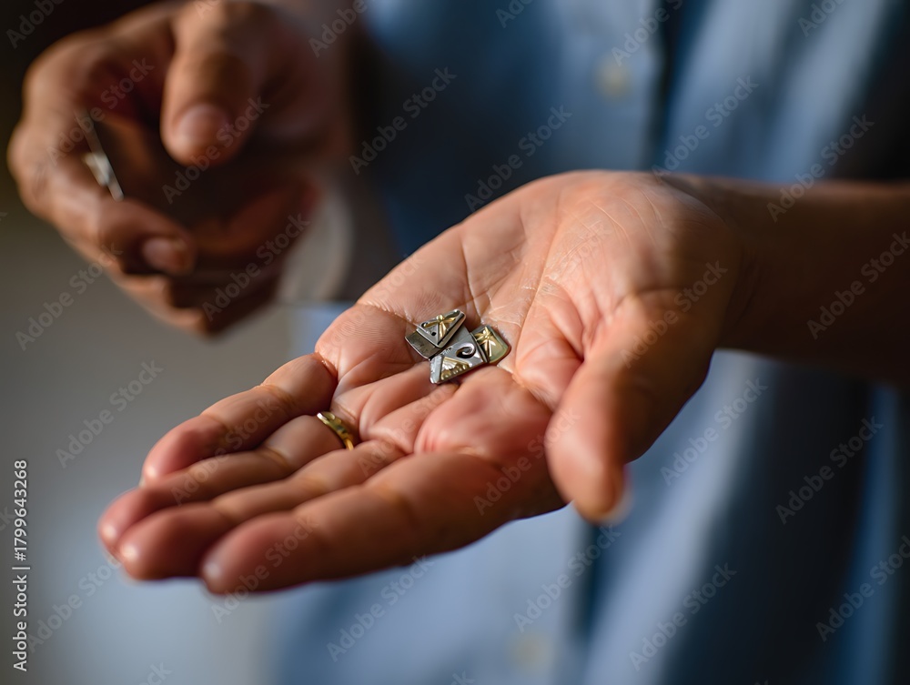 Obraz premium Close up of hands holding small seeds for planting or sowing