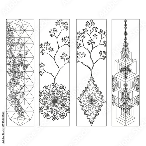 Intricate geometric patterns and organic branching designs create a stunning visual tapestry of abstract artistry and natural complexity