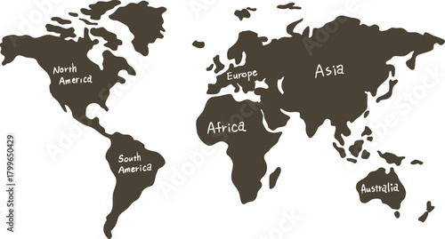 Simplified vector illustration of world map