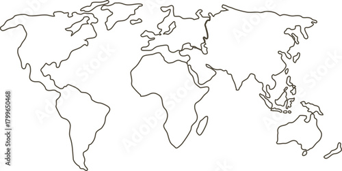 Simplified vector illustration of world map