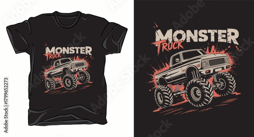Monster truck graphic vector art t-shirt design print