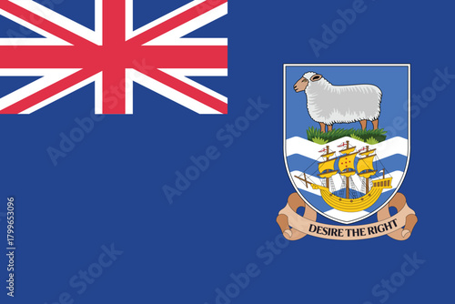 Flag of Falkland Islands, clean lines illustration with slightly softened colors