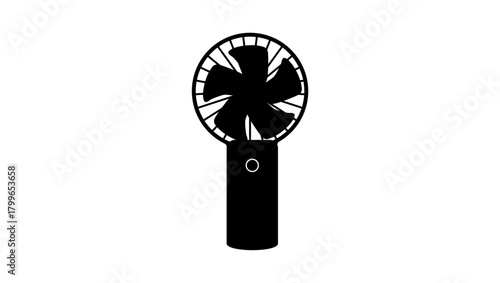 Portable Handheld Fan, black isolated silhouette