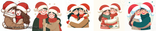young couple hugging on Christmas day