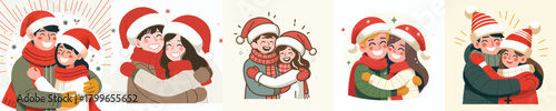 young couple hugging on Christmas day