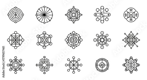 Mystical geometric symbols for modern designs, spiritual practices, and creative projects, radiating elegance and esoteric appeal for your unique vision