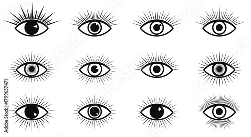 Mystical all seeing eye symbols radiating divine light, perfect for spiritual branding and esoteric designs