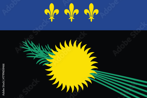 Flag of Guadeloupe, clean lines illustration with slightly softened colors