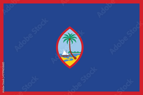 Flag of Guam, clean lines illustration with slightly softened colors