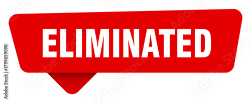 eliminated red sticker isolated on transpatent background. eliminated sign