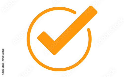 Isolated orange tick check mark icon vector	
