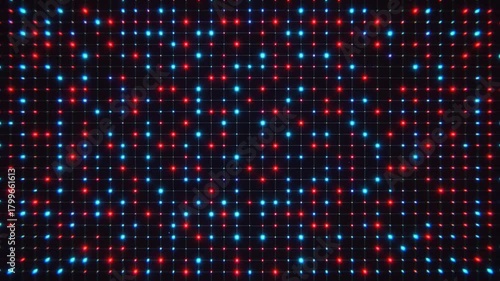 Abstract grid of red and blue lights