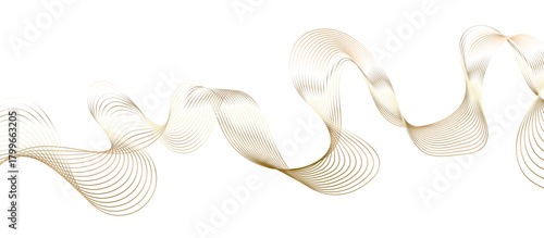 golden wavy line isolated on white. abstract background design with wings. wave lines in color gradient. digital technology concept energy waves. vector design element.