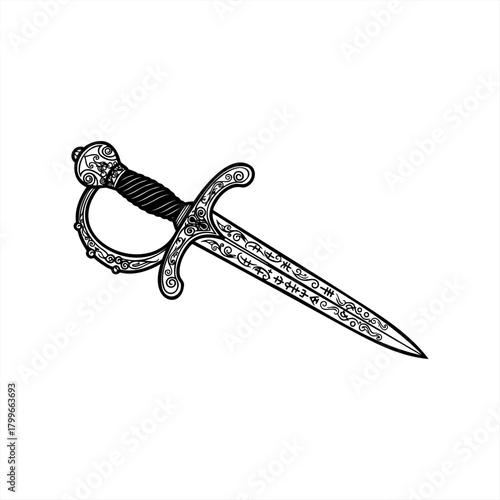 Ornamental antique weapon icons for historical design projects