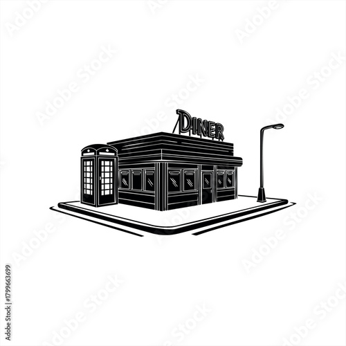 Retro american diner icons for vintage restaurant branding and design