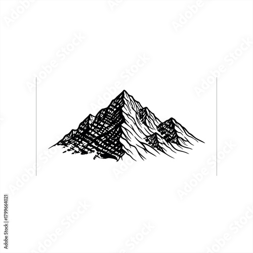 Mountain landscape iconography for outdoor and adventure design projects