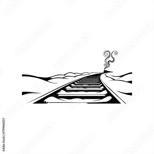 Railroad journey icons for travel and transportation design