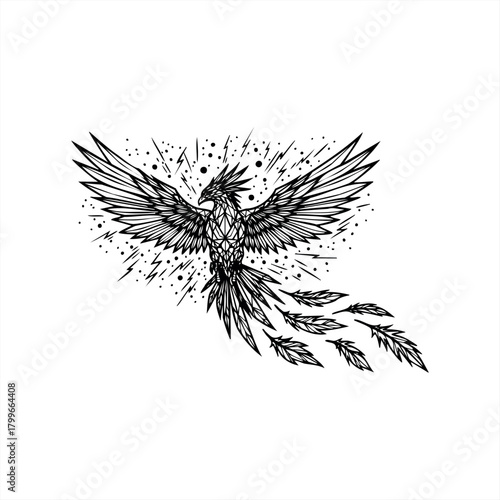 Mythical phoenix bird icons for creative art designs and branding