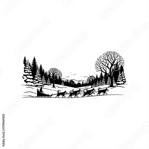 Winter wonderland and sled dog adventures for seasonal design