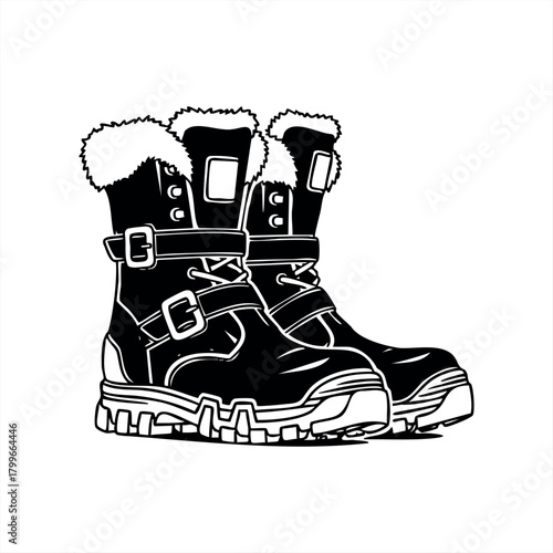 Winter footwear icons for outdoor adventure and cold weather protection