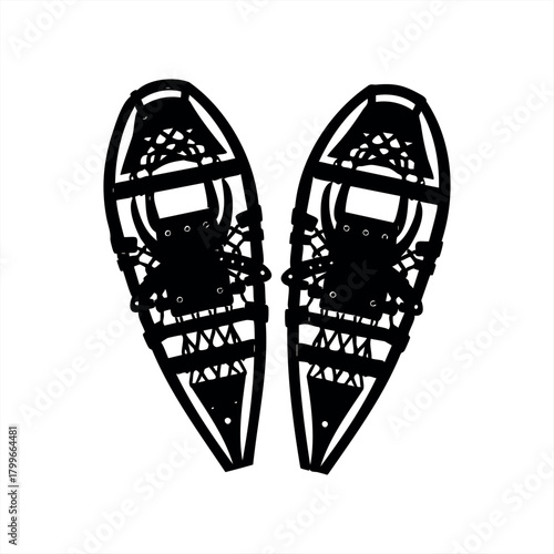 Winter outdoor adventure gear icons for nature exploration and hiking