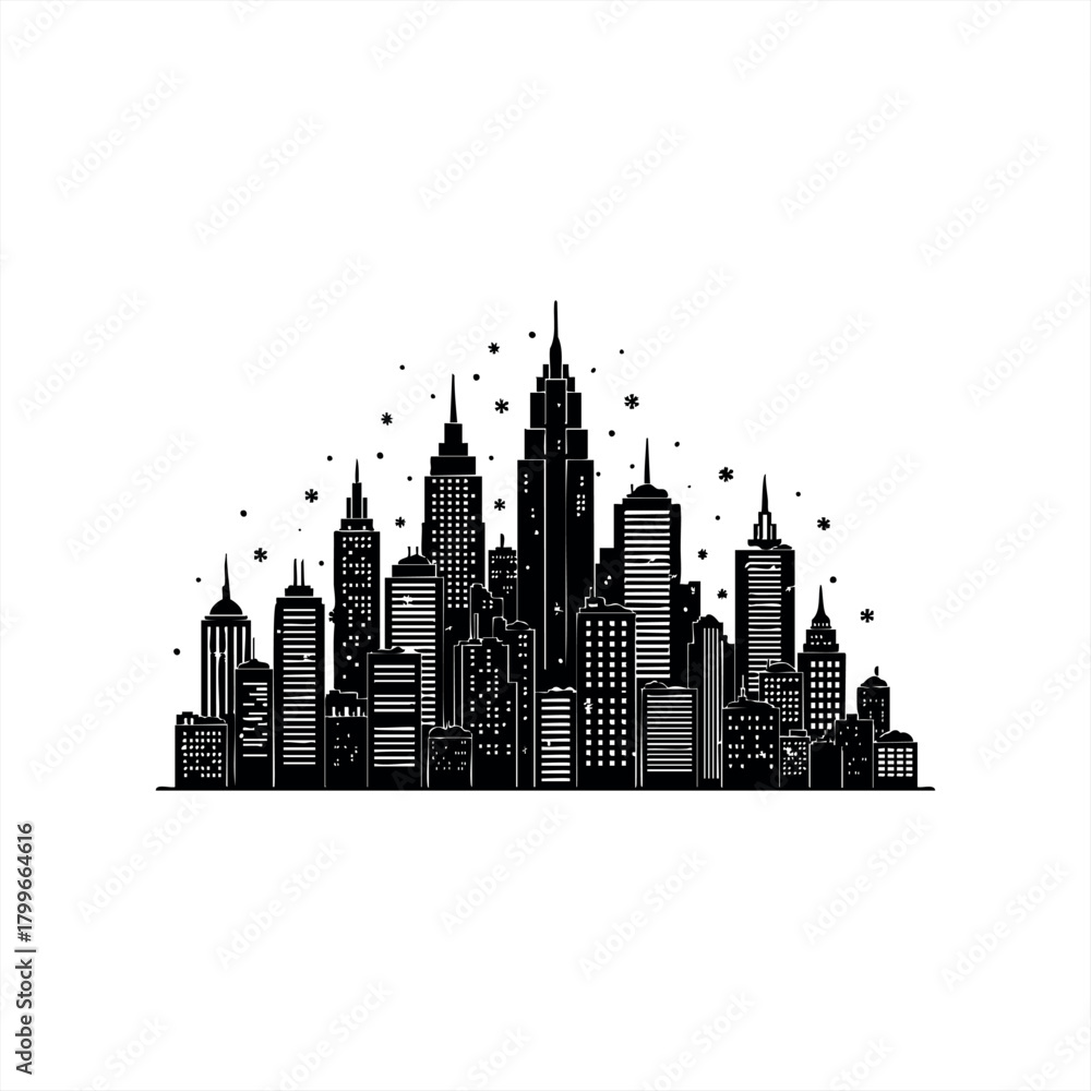 Fototapeta premium Urban skyline icons for modern architectural design and cityscape branding