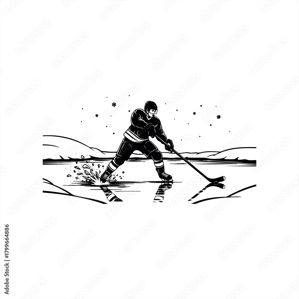 Fototapeta premium Winter sports and outdoor ice hockey recreation icon for active lifestyle design