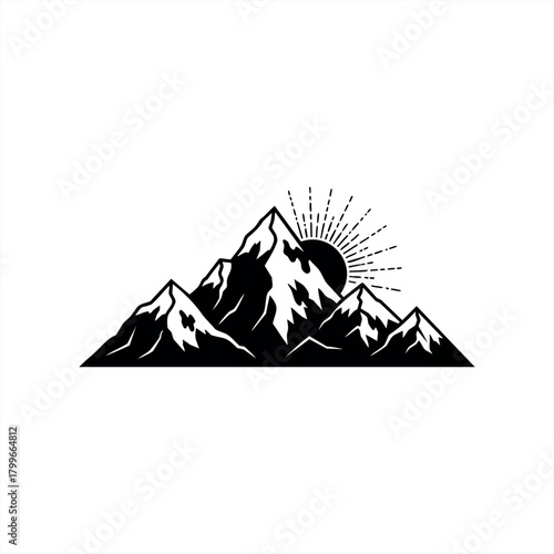 Majestic mountain scenery icons for outdoor and adventure themes