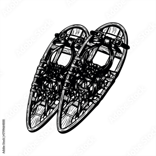 Winter outdoor adventure icons for hiking and snow sports design