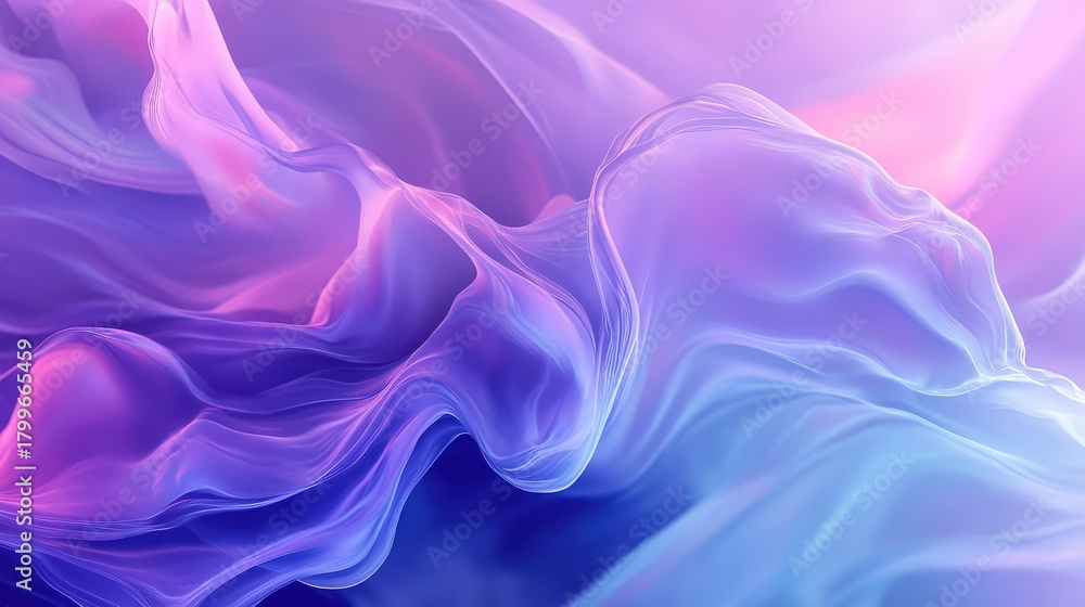 Fototapeta premium Abstract flowing fabric wave in blue and purple gradient