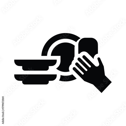 dish washing glyph icon illustration vector graphic.eps