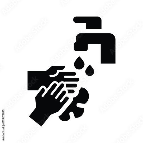 washing hand glyph icon illustration vector graphic.eps